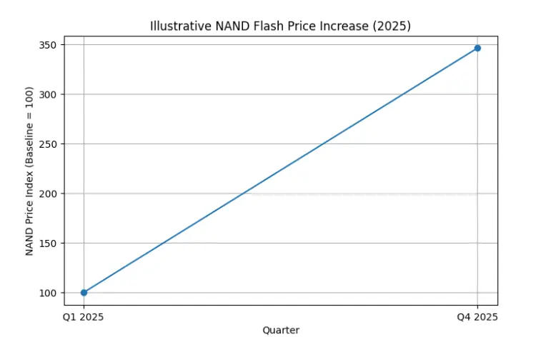NAND flash price increase since early 2025
